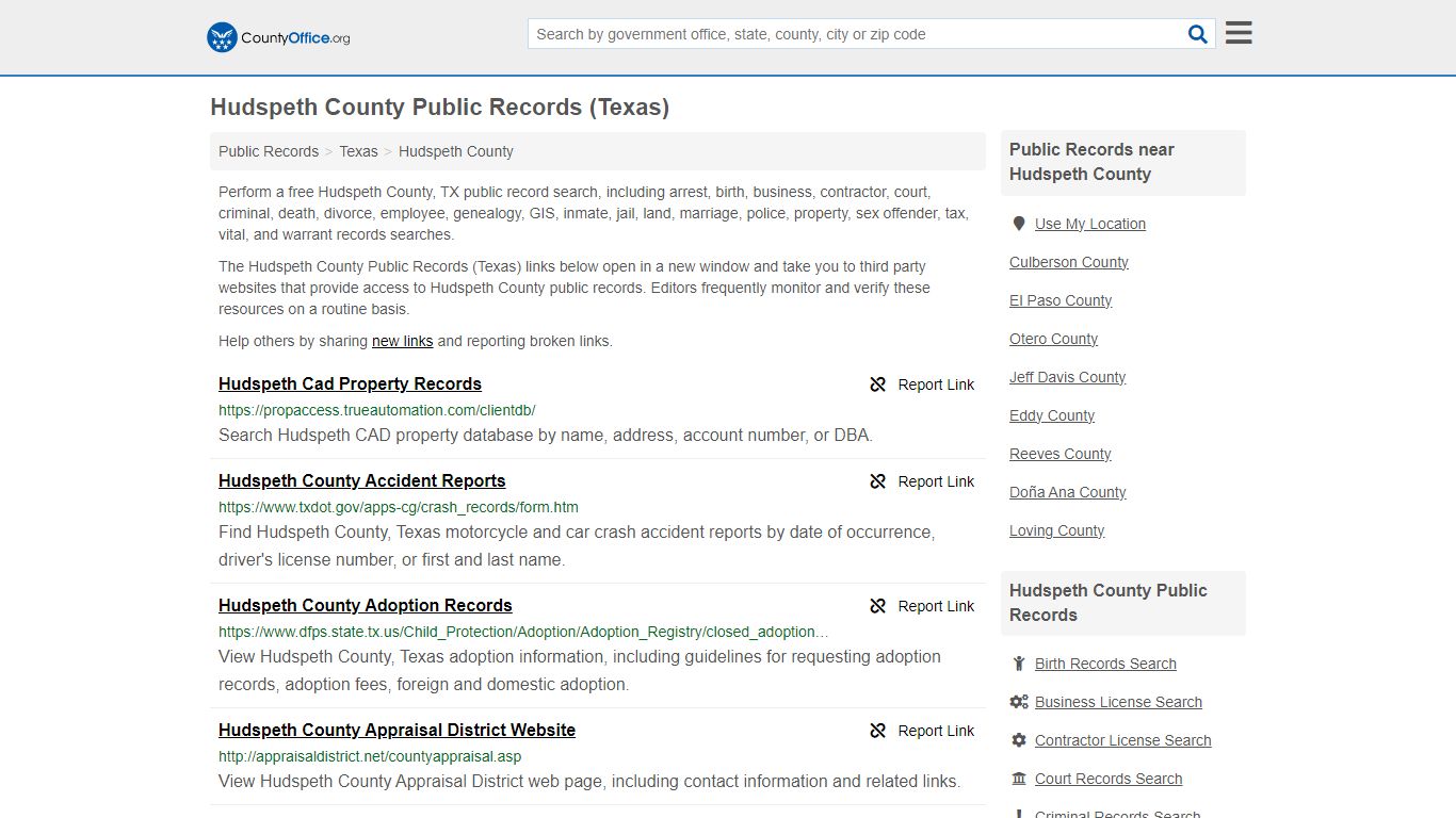 Public Records - Hudspeth County, TX (Business, Criminal, GIS, Property ...