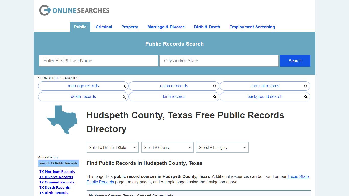 Hudspeth County, Texas Public Records Directory