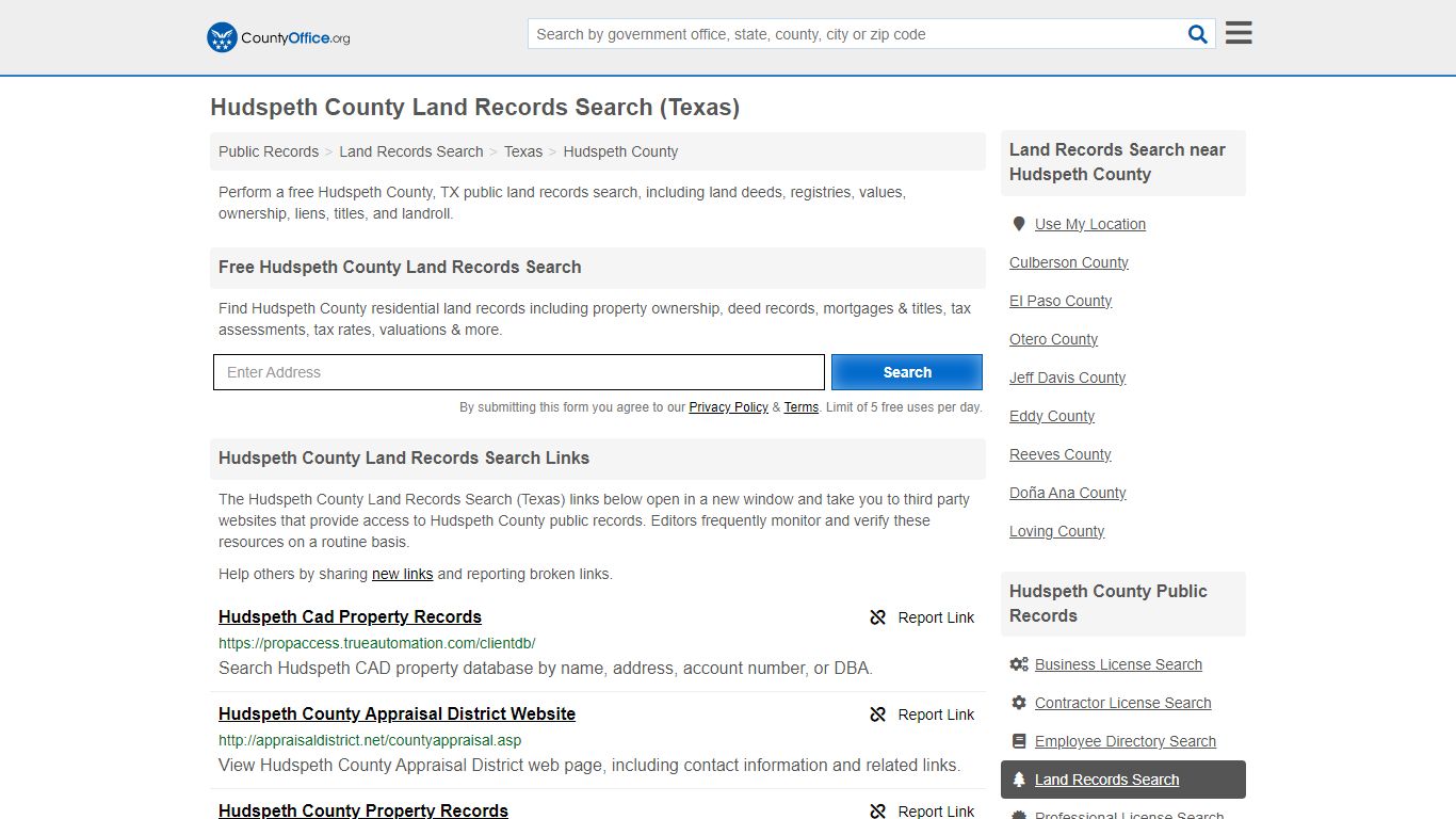 Hudspeth County Land Records Search (Texas) - County Office